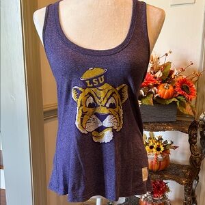Retro Women's Purple LSU Tank Top with Tiger Graphic